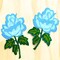 2 Pieces Blue Rose Embroidery Patches 5x3" Floral Iron On Appliques for Jackets & Crafts